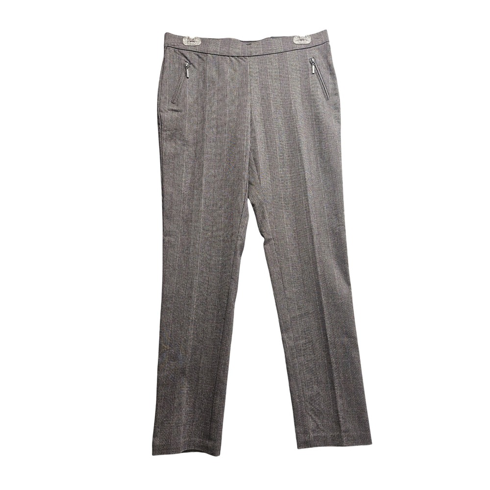 Roz & Ali Womens Grey Glen Plaid Zip Pocket Classic Fit Straight Leg Pants NWT